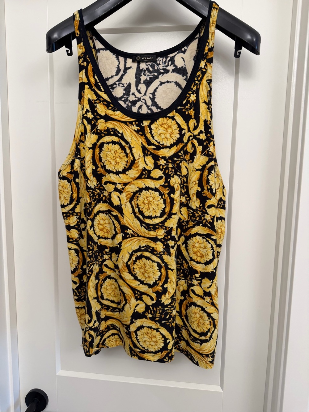 Versace Black and Gold Baroque Tank Top